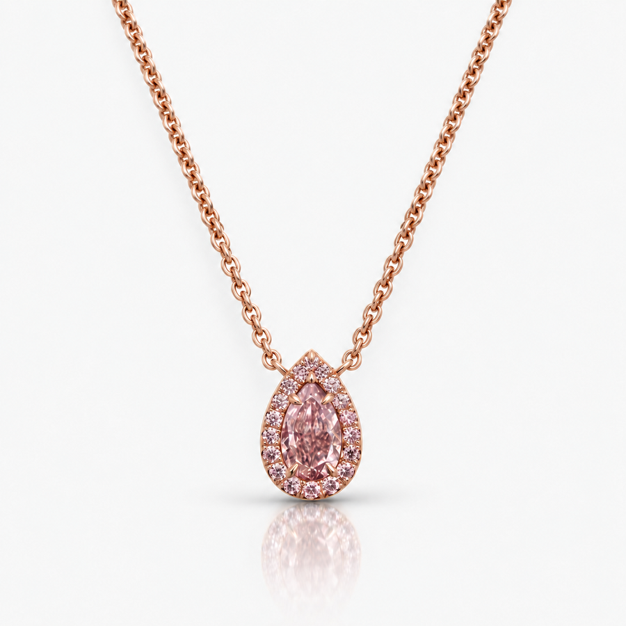 0.50ct Fancy Orangy Pink Pear Diamond Pendant SI1 GIA