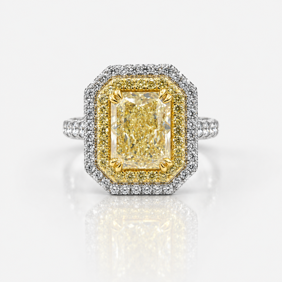 2.50ct Light Yellow Radiant Diamond Ring VVS2 GIA