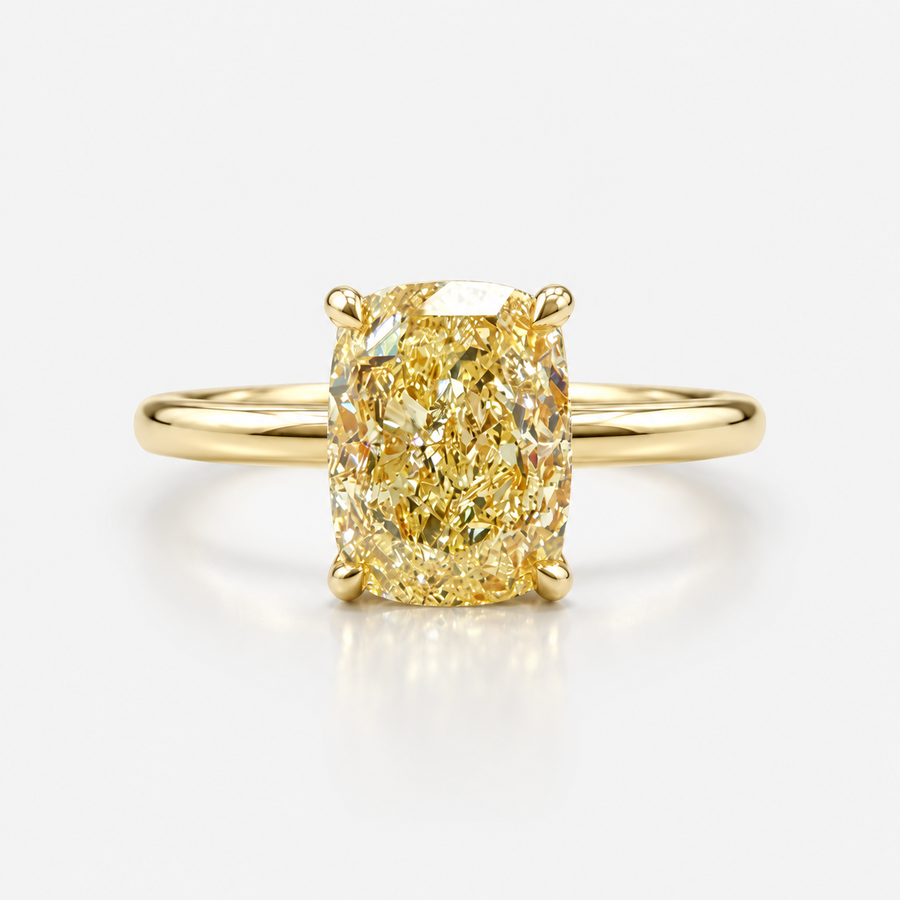 2.01ct Fancy Yellow Cushion Diamond Ring VS1 GIA