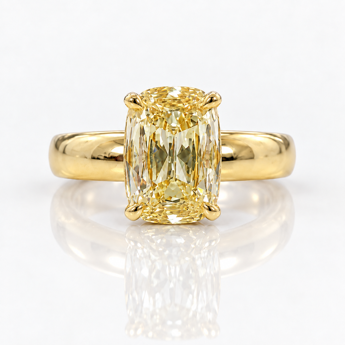 2.01ct Light Yellow Old Mine Cushion Diamond Ring VS2 GIA