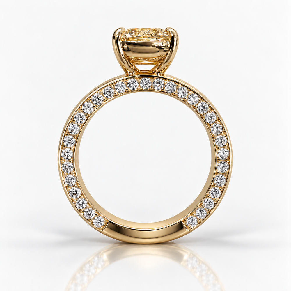 2.01ct Light Yellow Old Mine Cushion Diamond Ring VS2 GIA