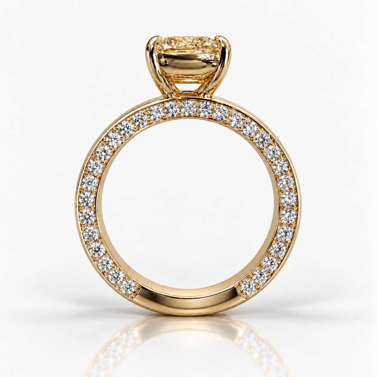 2.01ct Light Yellow Old Mine Cushion Diamond Ring VS2 GIA