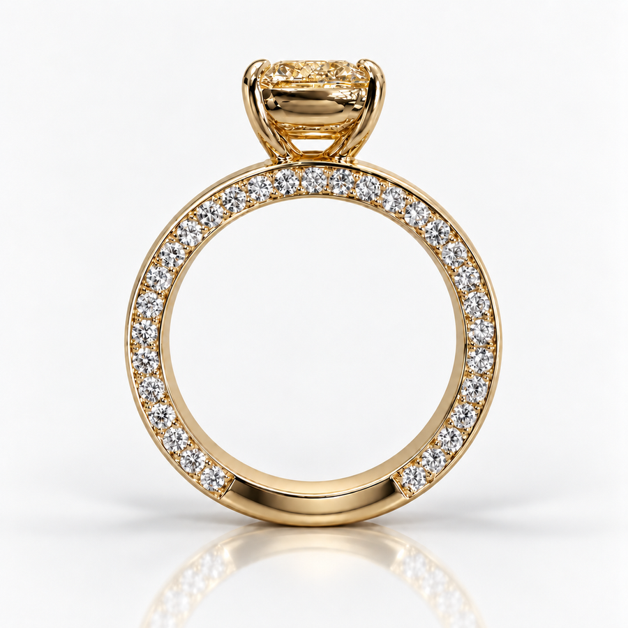 2.01ct Light Yellow Old Mine Cushion Diamond Ring VS2 GIA
