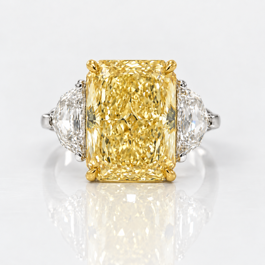 6.01ct Light Yellow Radiant Diamond Ring VVS2 GIA