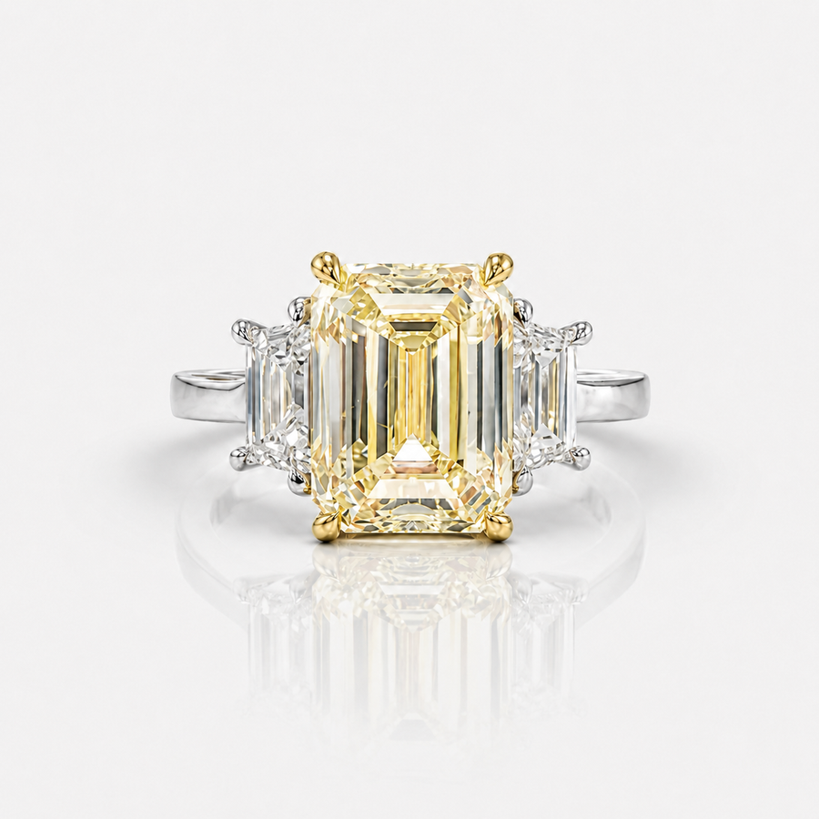 2.50ct Light Yellow Emerald-Cut Diamond Ring VVS1 GIA