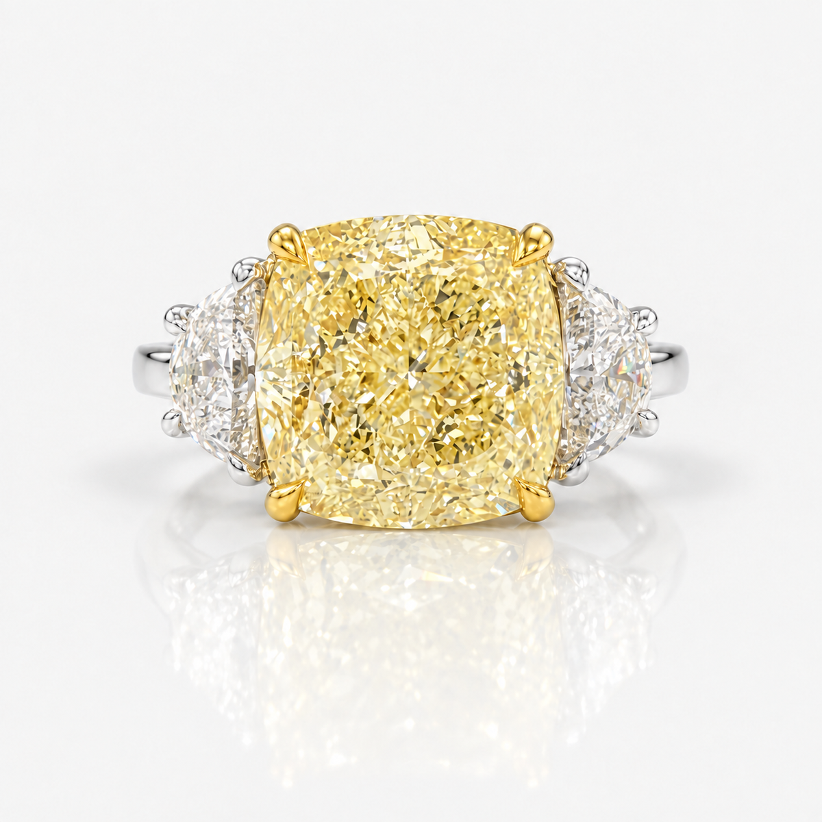 5.05ct Fancy Light Yellow Cushion Diamond Ring VS2 GIA
