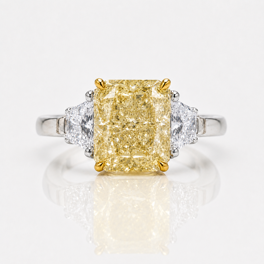 5.03ct Light Yellow Radiant Diamond Ring VS1 GIA