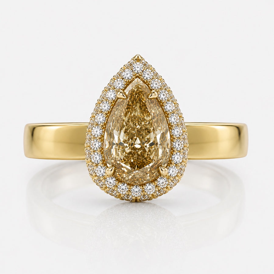 2.50ct Fancy Brownish Yellow Pear Diamond Ring VS2 GIA