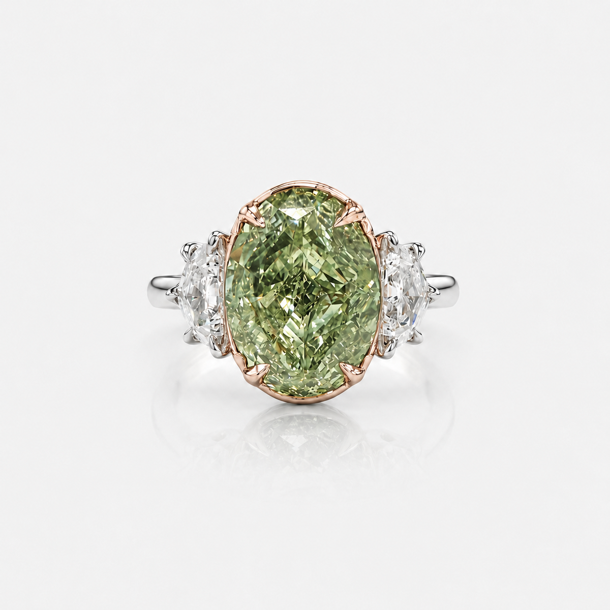 5.01ct Fancy Yellow-Green Oval Diamond Ring SI1 GIA