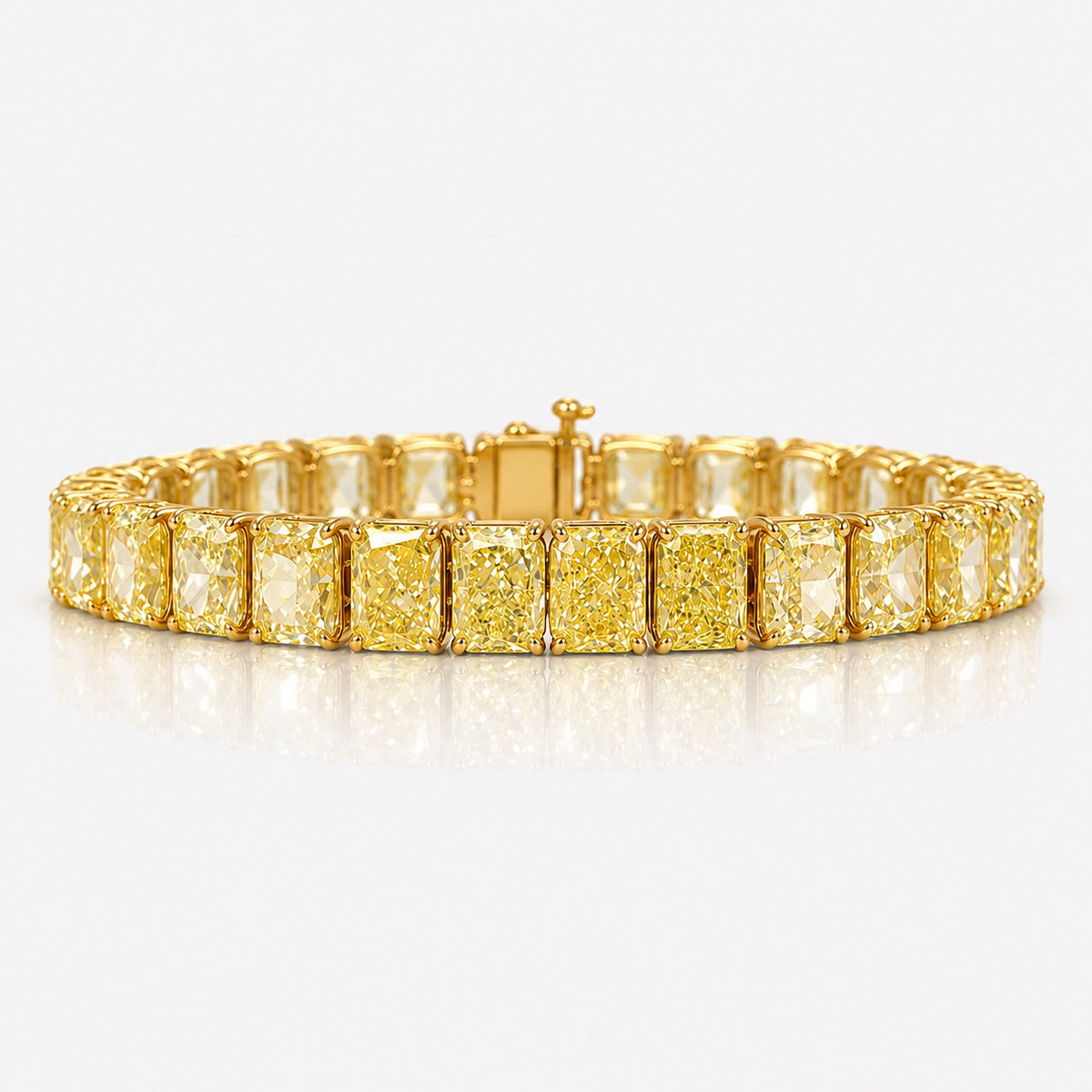 35.34ctw Fancy Yellow Radiant Diamond Tennis Bracelet VS+ All GIA
