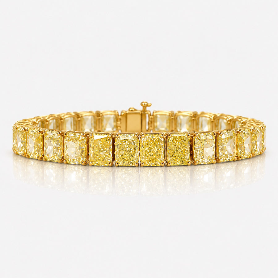 35.34ctw Fancy Yellow Radiant Diamond Tennis Bracelet VS+ All GIA