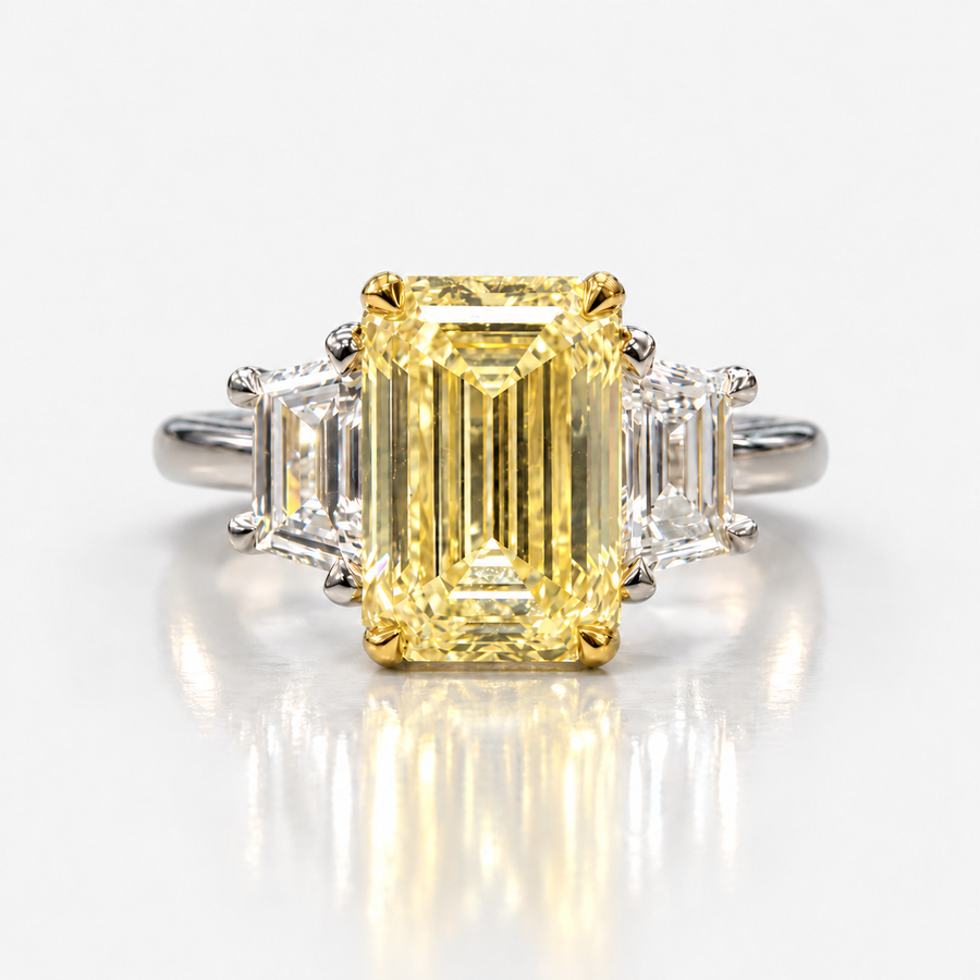 2.02ct Fancy Yellow Emerald-Cut Diamond Ring VS2 GIA