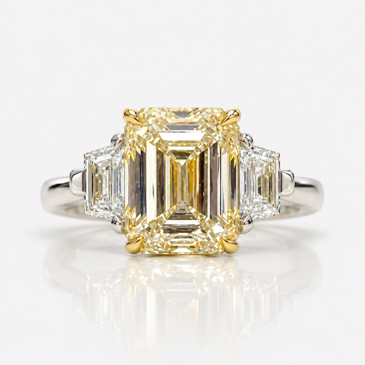 4.05ct Light Yellow Emerald-Cut Diamond Ring VS1 GIA