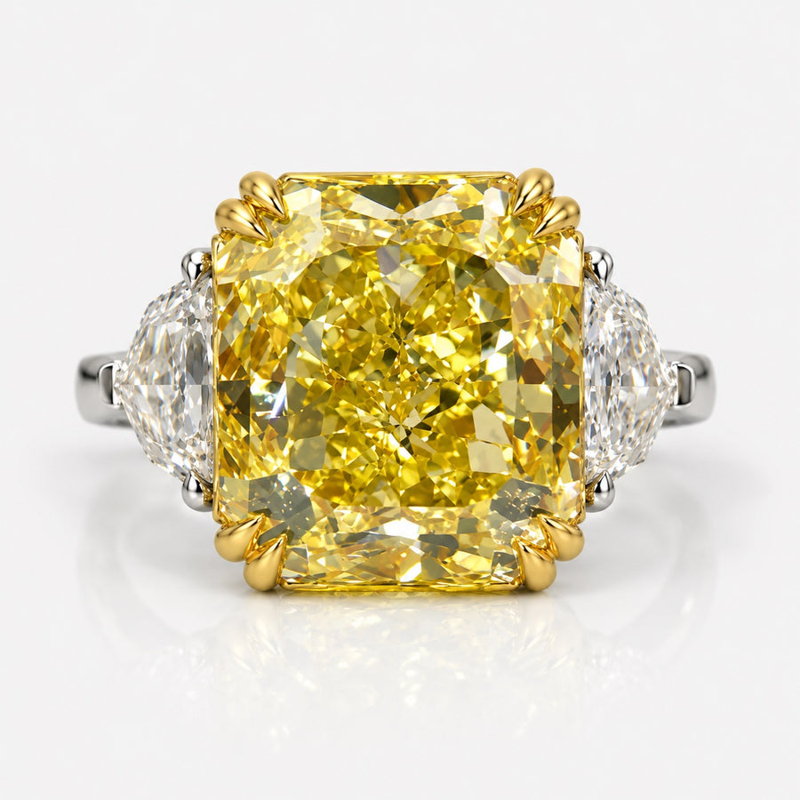 9.03ct Fancy Intense Yellow Radiant Diamond Ring VS1 GIA