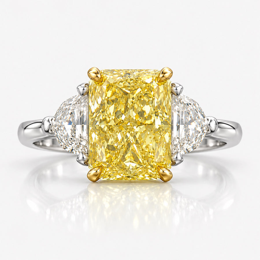 3.01ct Fancy Yellow Radiant Diamond Ring VVS2 GIA