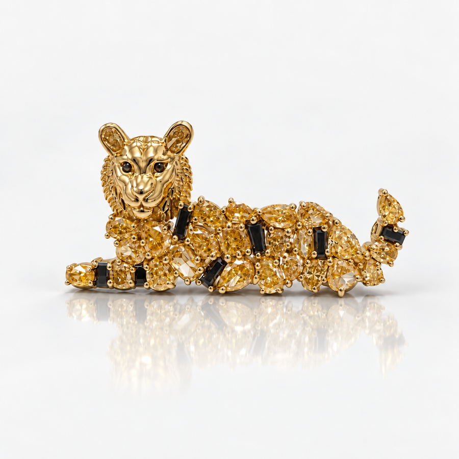 3.21ctw Fancy Orange Diamond Tiger Convertible Pendant Brooch
