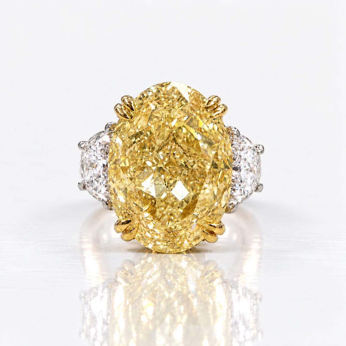 11.07ct Light Yellow Oval Diamond Ring VS1 GIA