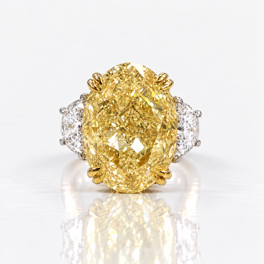11.07ct Light Yellow Oval Diamond Ring VS1 GIA