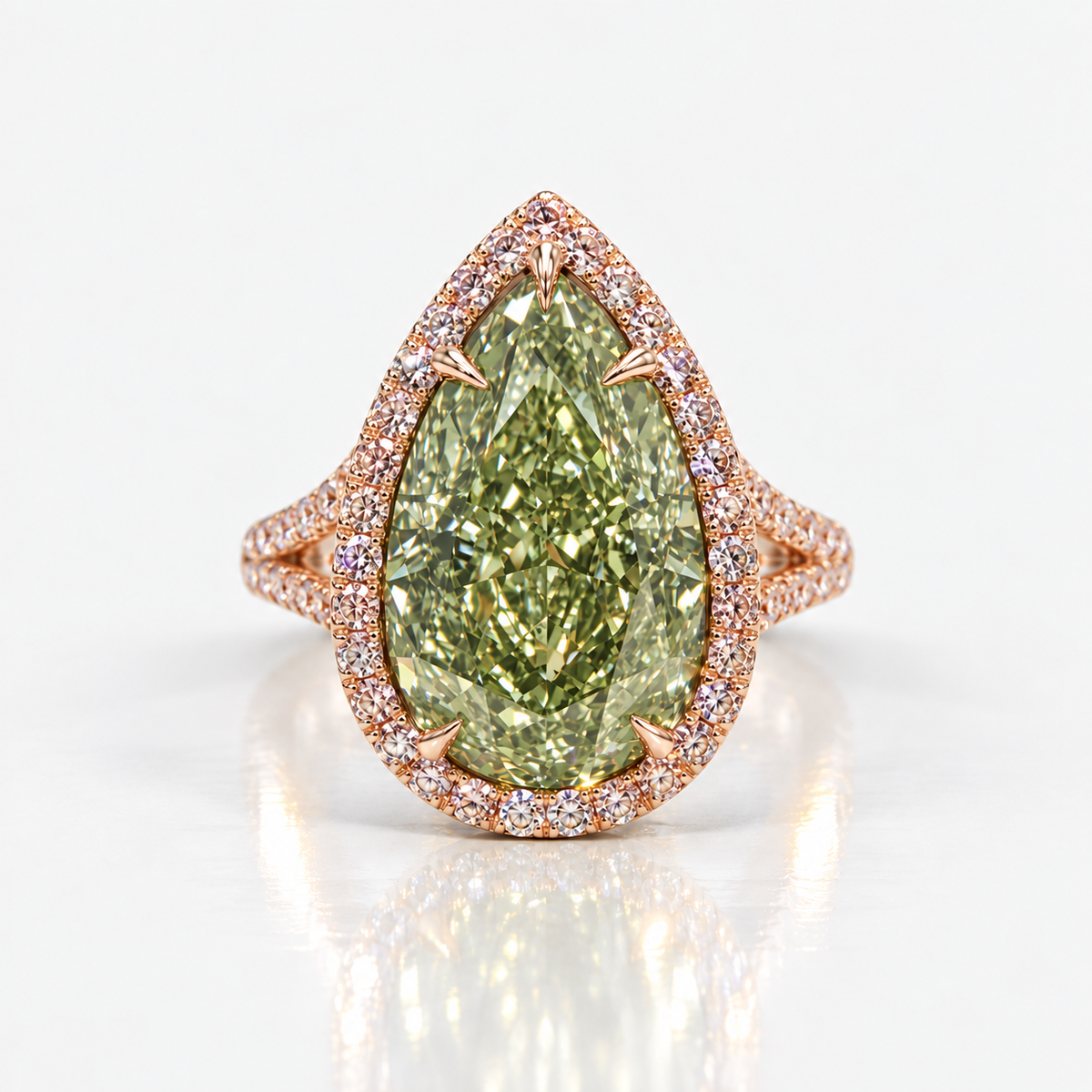 6.01ct Fancy Greenish Yellow Pear Diamond Ring VS2 GIA