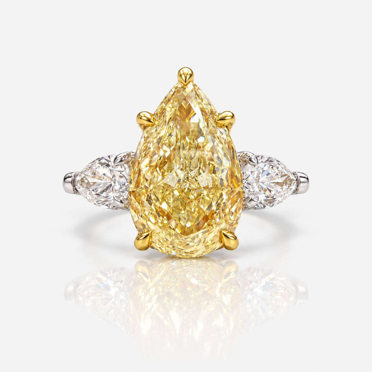 3.51ct Light Yellow Pear Diamond Ring VVS1 GIA