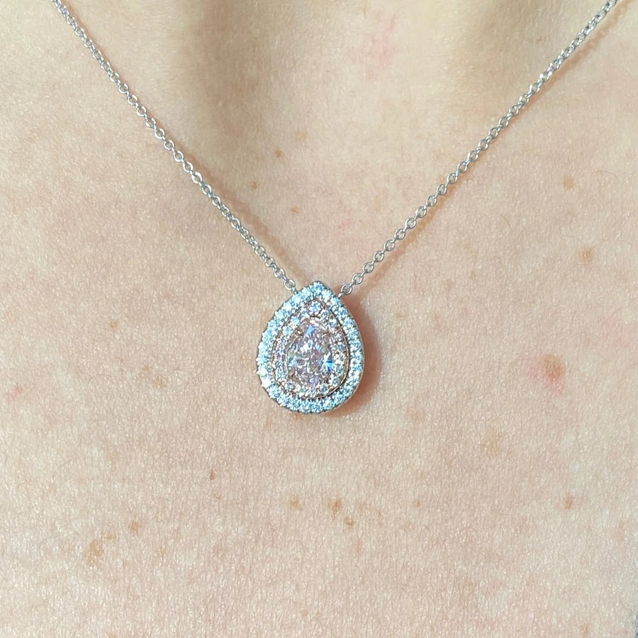 0.62ct Light Pink Pear Diamond Halo Pendant VVS2 GIA