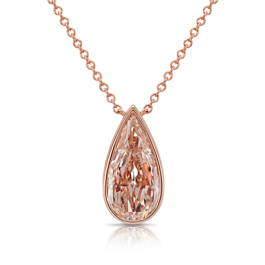1.71ct Light Pinkish Brown Pear Diamond Bezel Pendant GIA