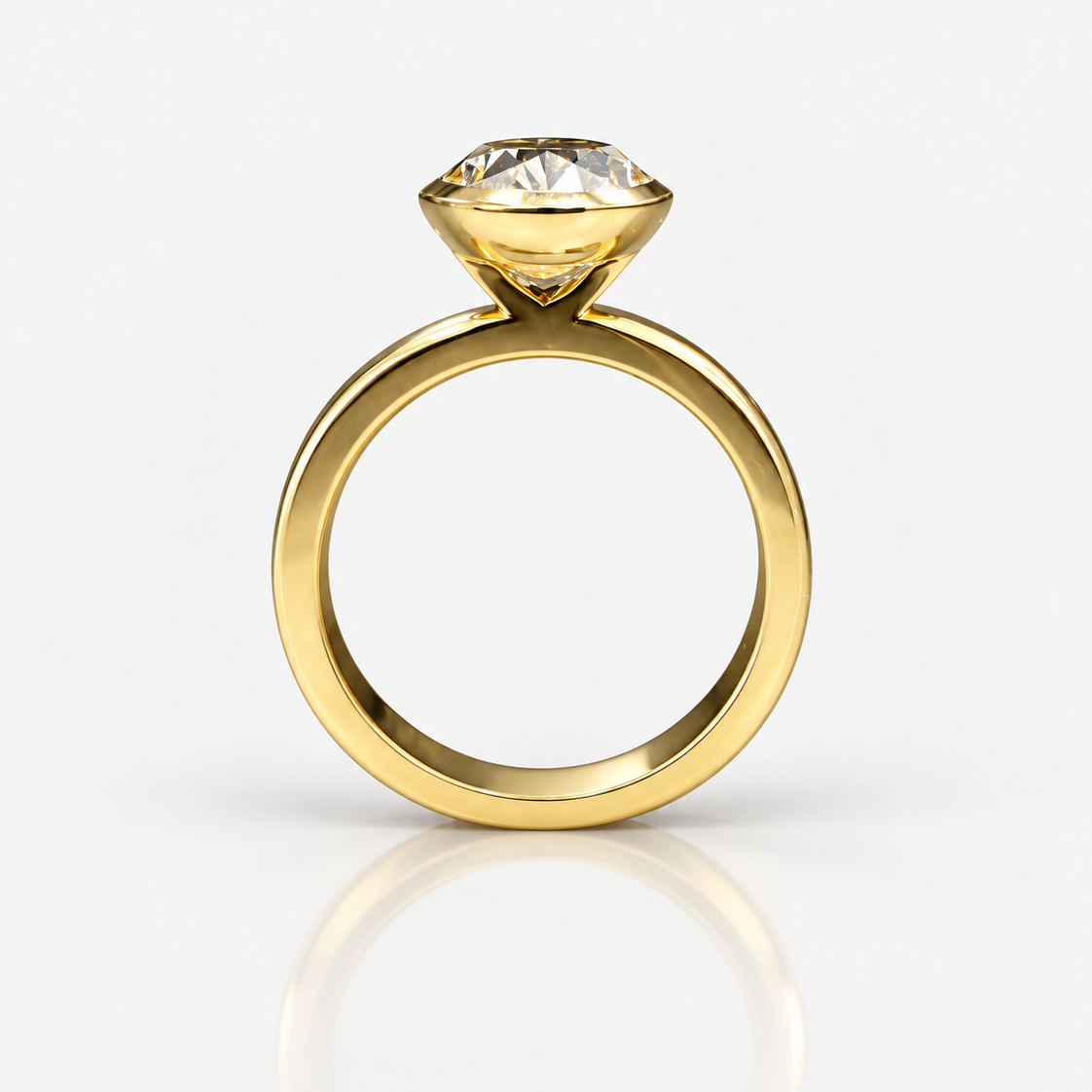 3.65ct Fancy Light Yellow Oval Diamond Bezel Ring VS1 GIA