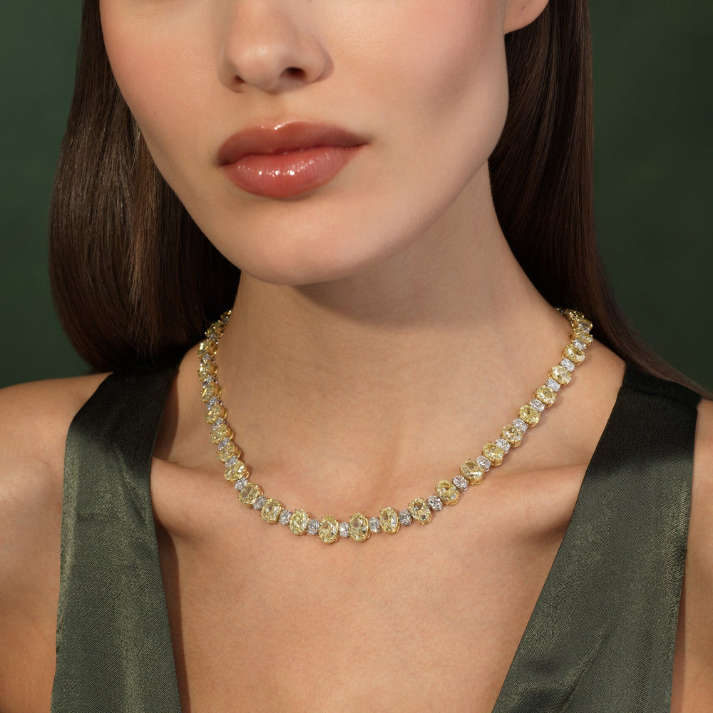 70.20ct Oval Yellow Diamond & White Diamond Necklace