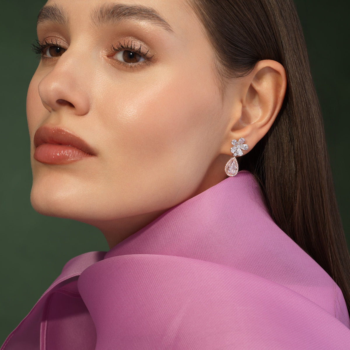 2.22ct & 2.02ct Light Pink Pear Diamond Dangle Earrings VS GIA