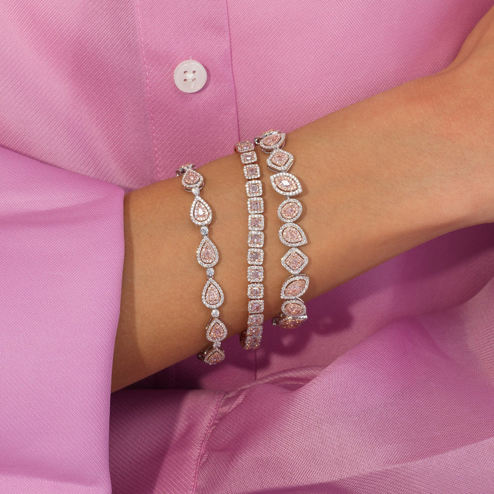 3.5ct Pink Pear Diamond Halo Bracelet
