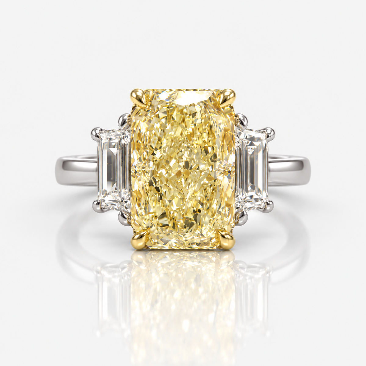 3.01ct Light Yellow Radiant Diamond Ring VS2 GIA