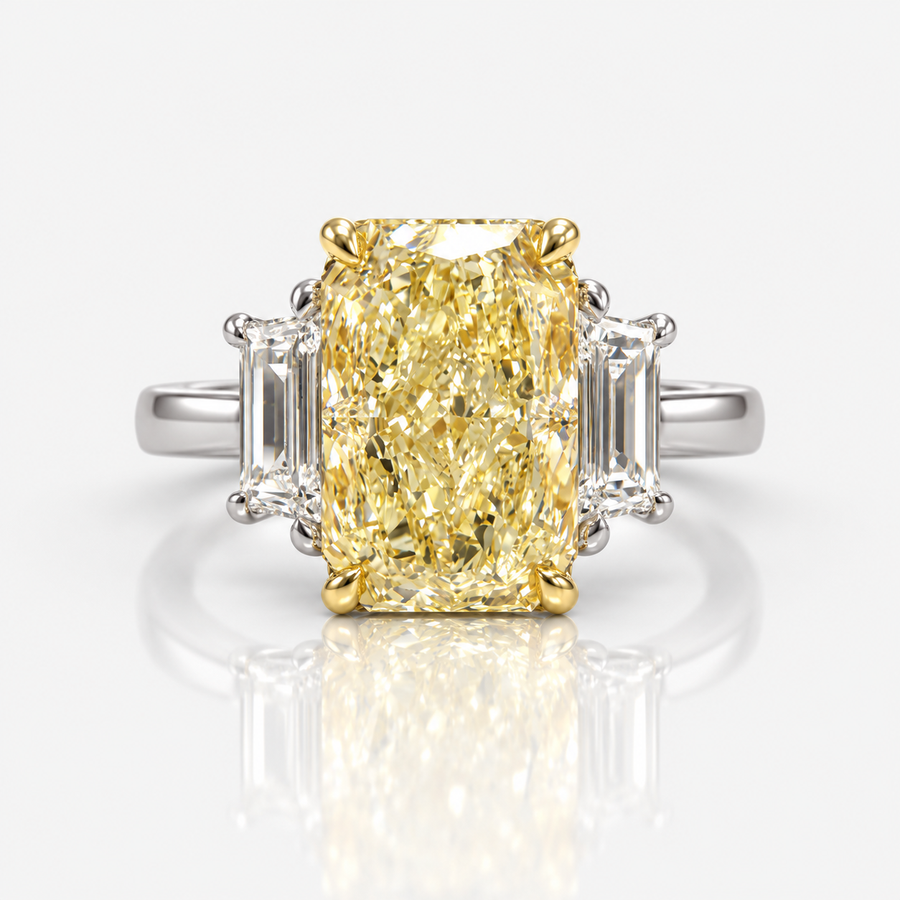 3.01ct Light Yellow Radiant Diamond Ring VS2 GIA