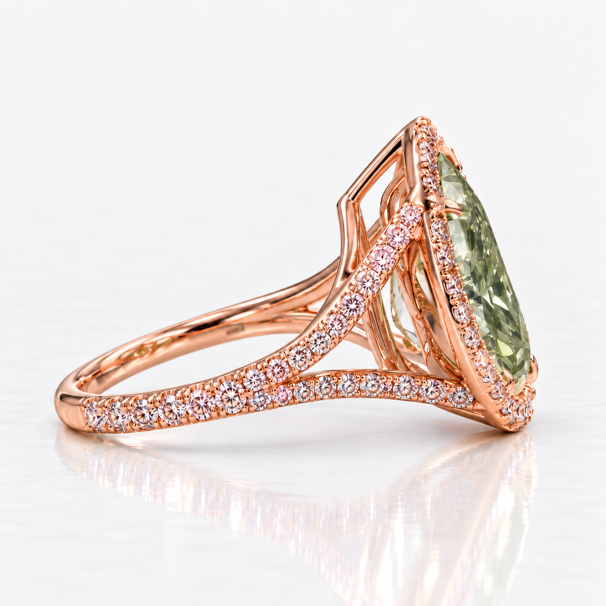 6.01ct Fancy Greenish Yellow Pear Diamond Ring VS2 GIA