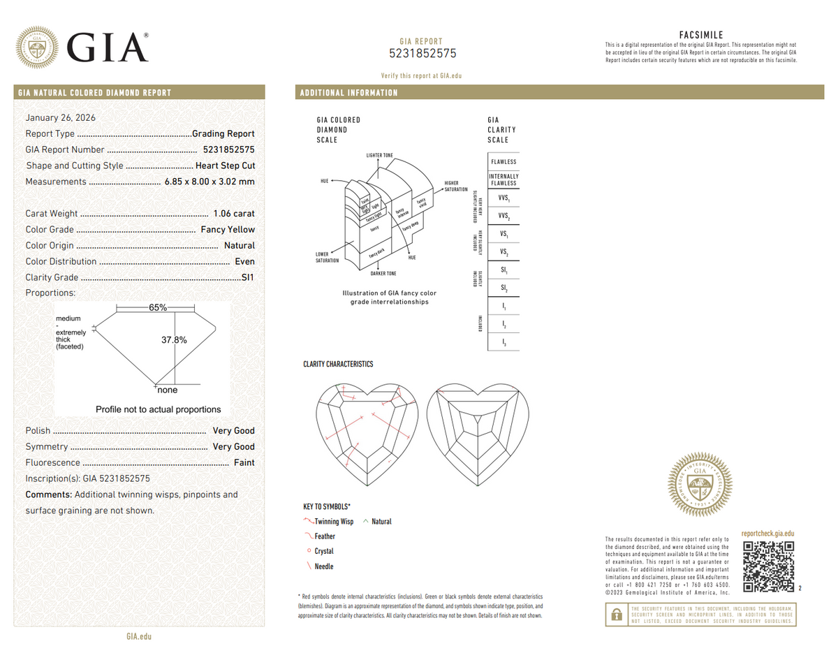 4.07ctw Fancy Yellow Heart and Colorless Diamond Double Spiral Ring SI1 GIA