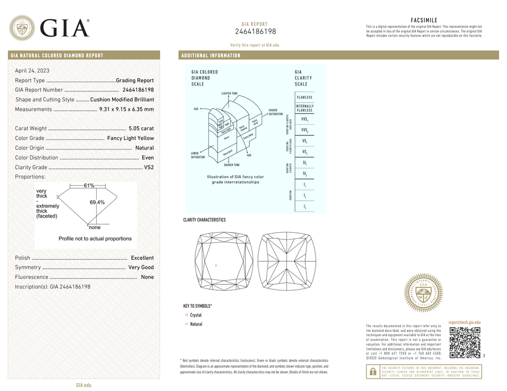 5.05ct Fancy Light Yellow Cushion Diamond Ring VS2 GIA