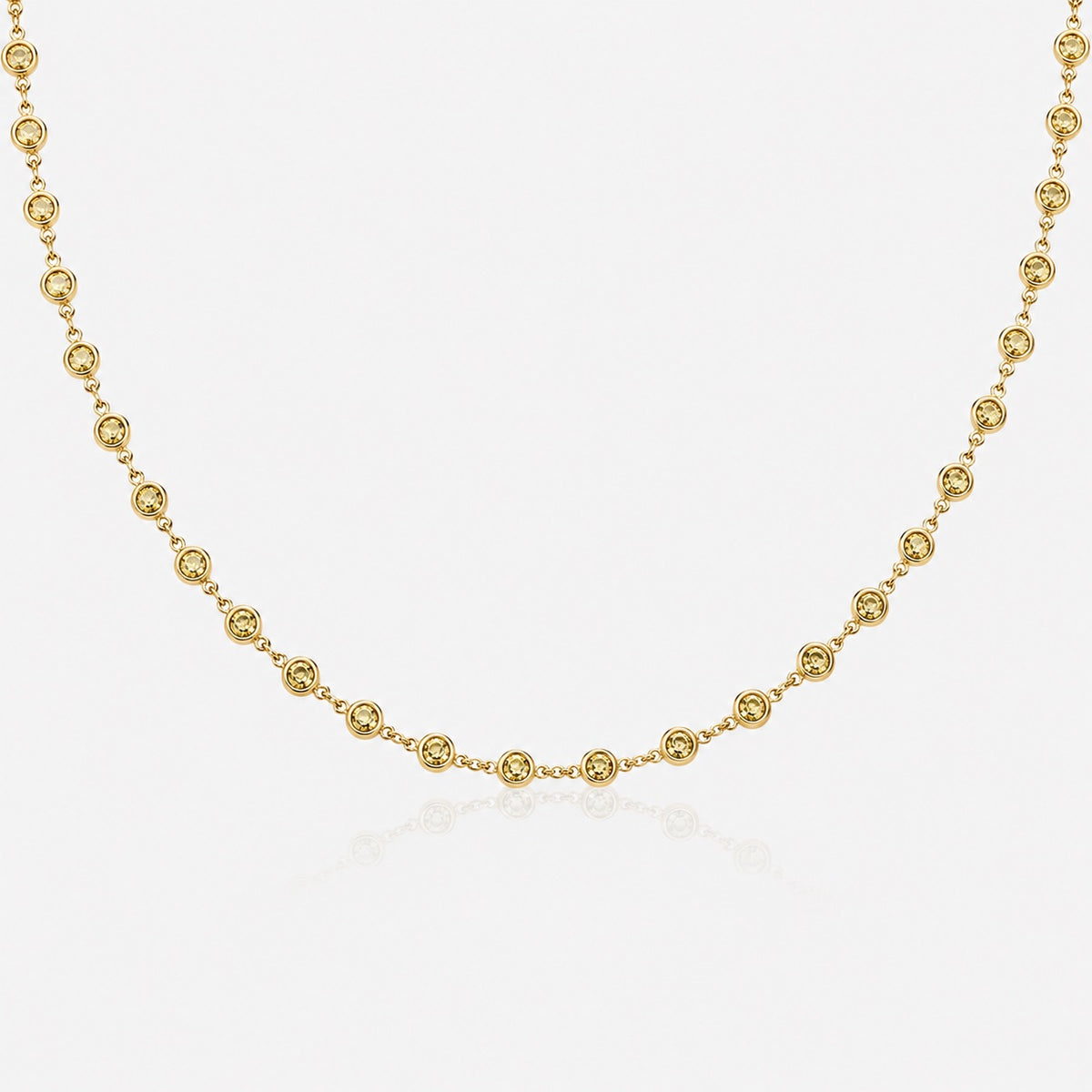 3.14ctw Fancy Yellow Round Diamond Bezel Set Station Necklace