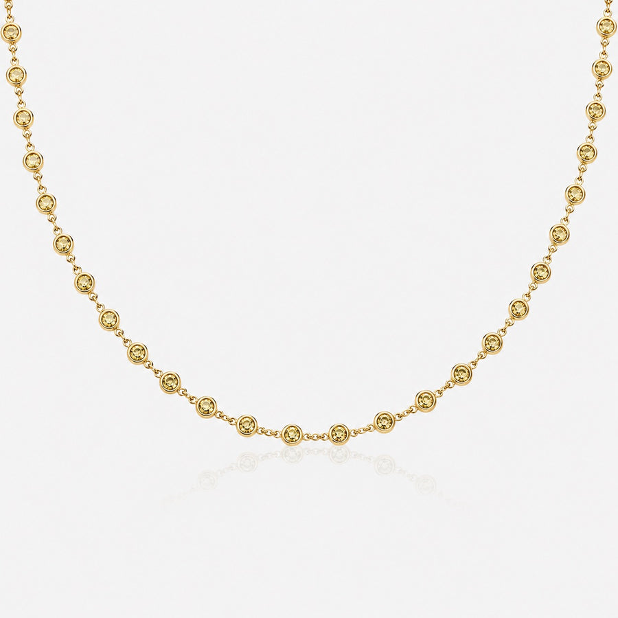 3.14ctw Fancy Yellow Round Diamond Bezel Set Station Necklace