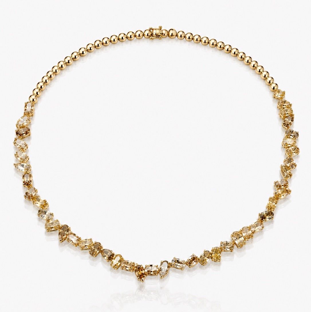 29.80ctw Mixed Shape Champagne Diamond Necklace
