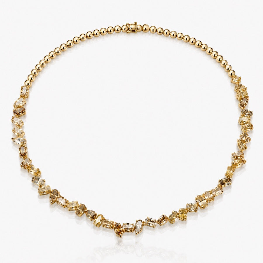 29.80ctw Mixed Shape Champagne Diamond Necklace