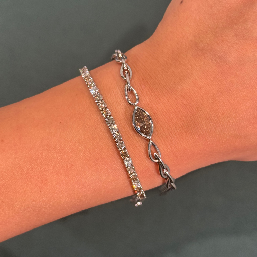 2.02ct Fancy Deep Brown-Yellow Marquise Diamond Chain Bracelet VS1 GIA