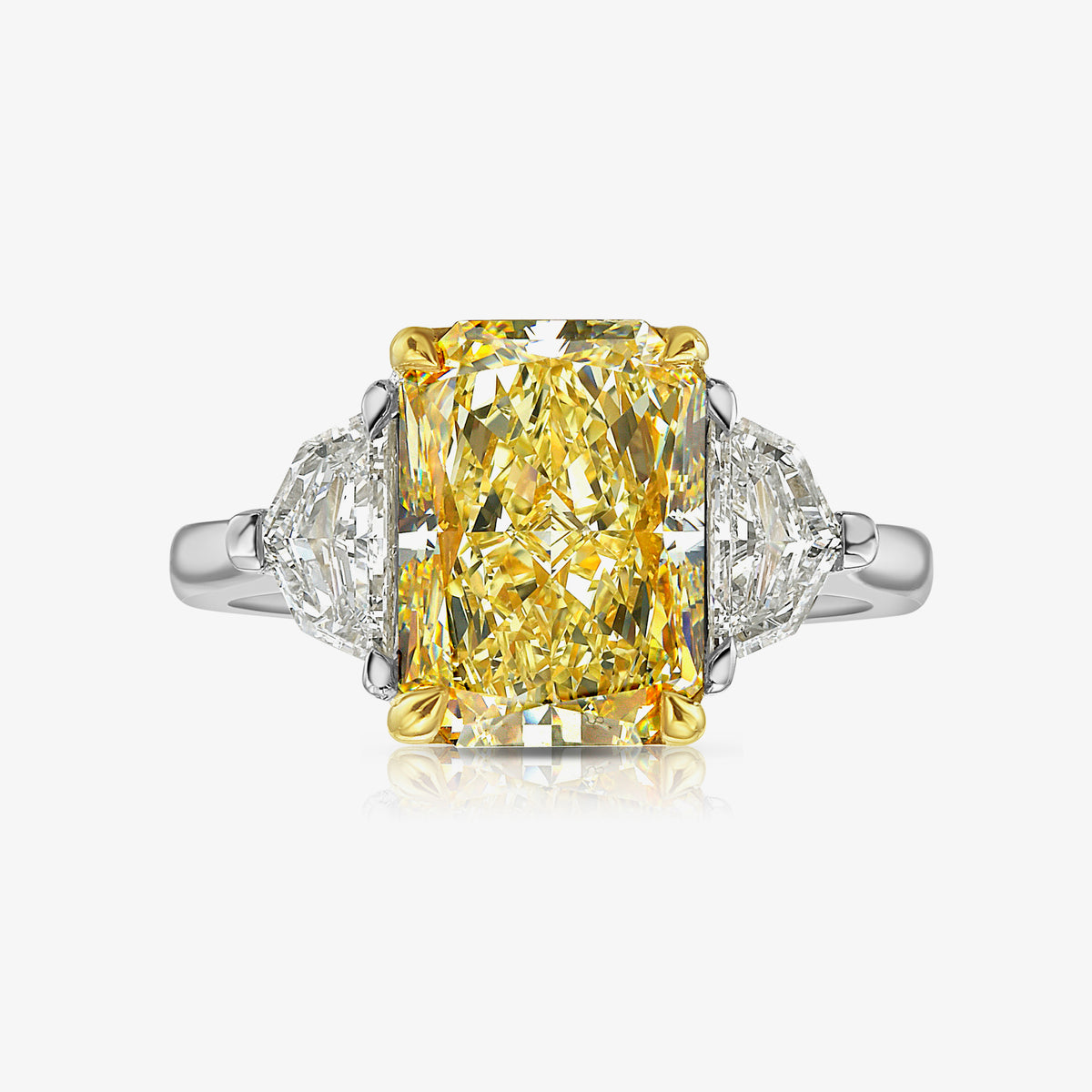 5.13ct Fancy Yellow Elongated Radiant Diamond Ring VS1 GIA