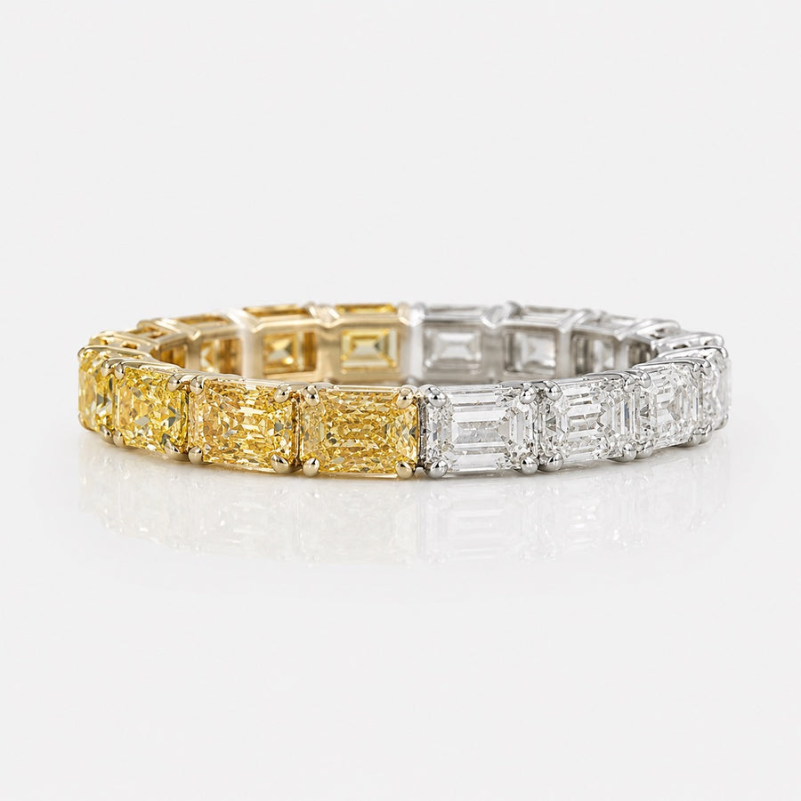 2.99ctw Half Yellow Radiant Diamond Half White Emerald-Cut Diamond Eternity Band