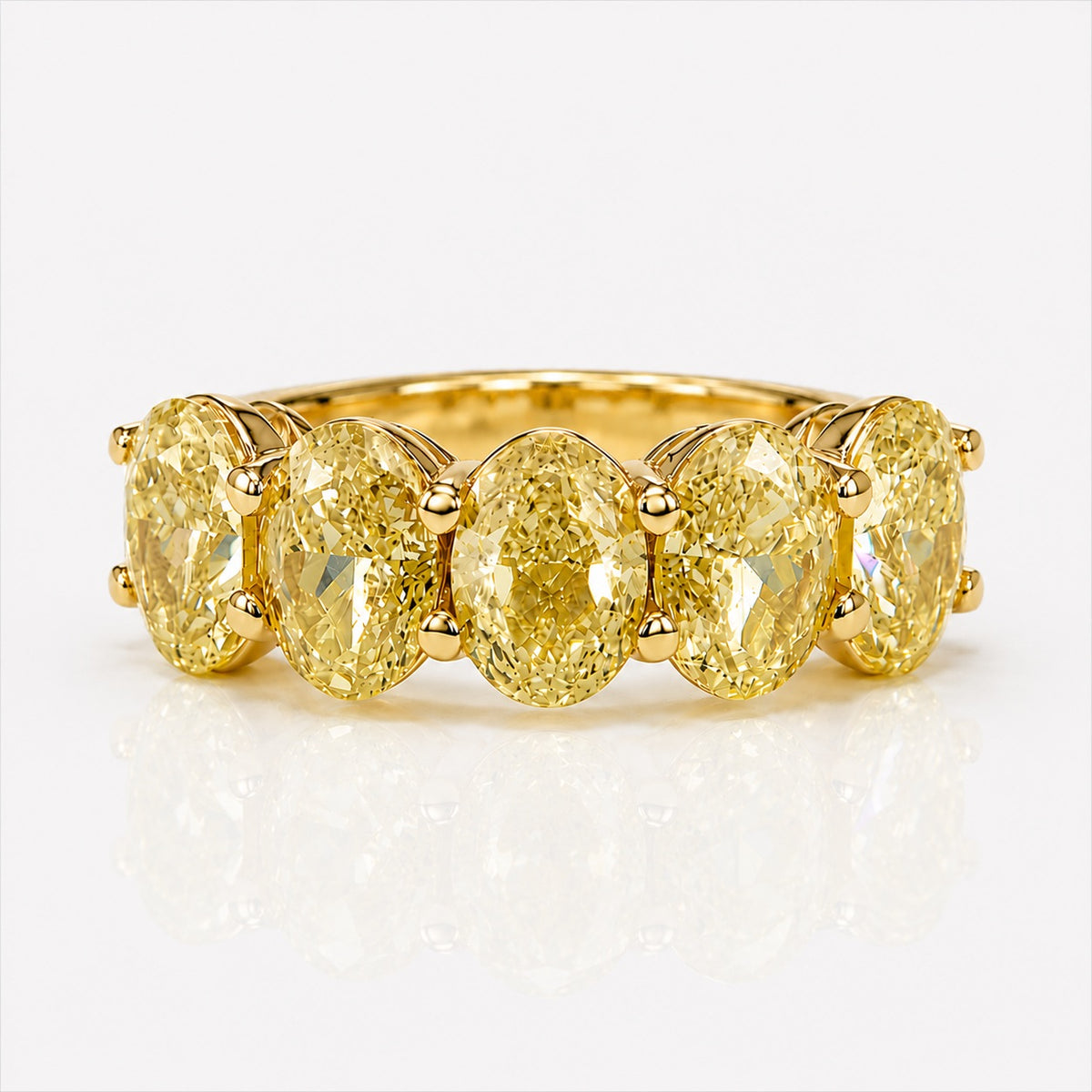 5.95ctw Fancy Light Yellow Oval Diamond 5-Stone Band