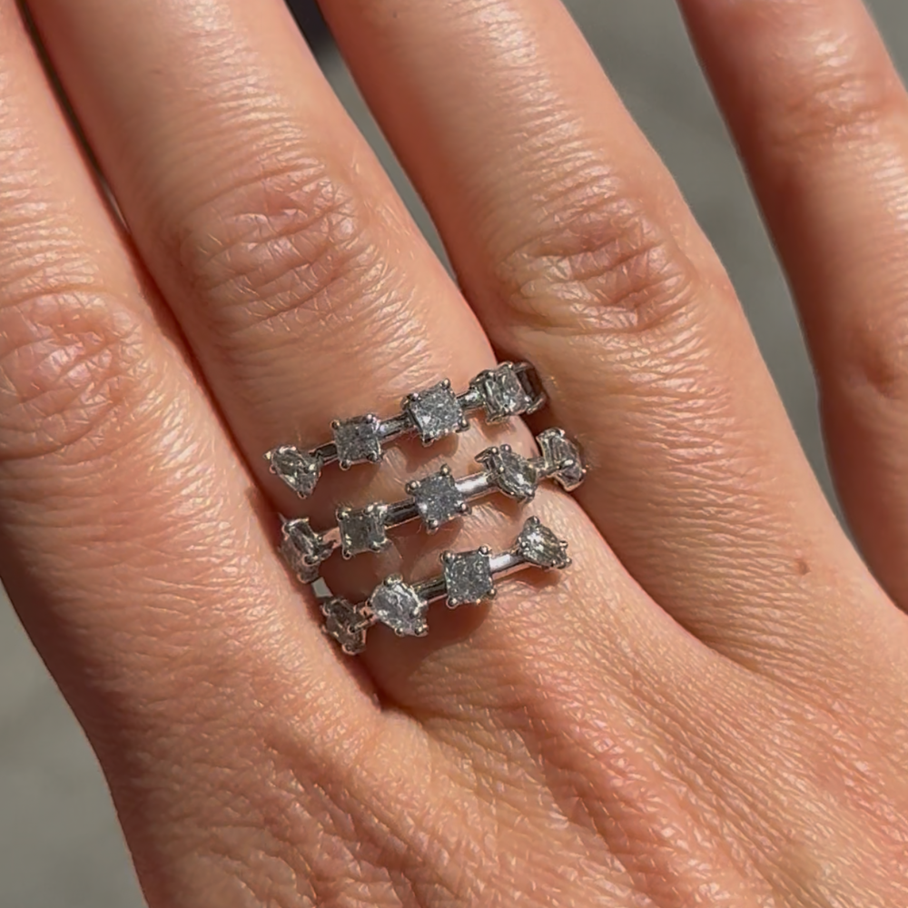 2.77ctw Fancy Gray Mix Shape Diamond Spiral Ring