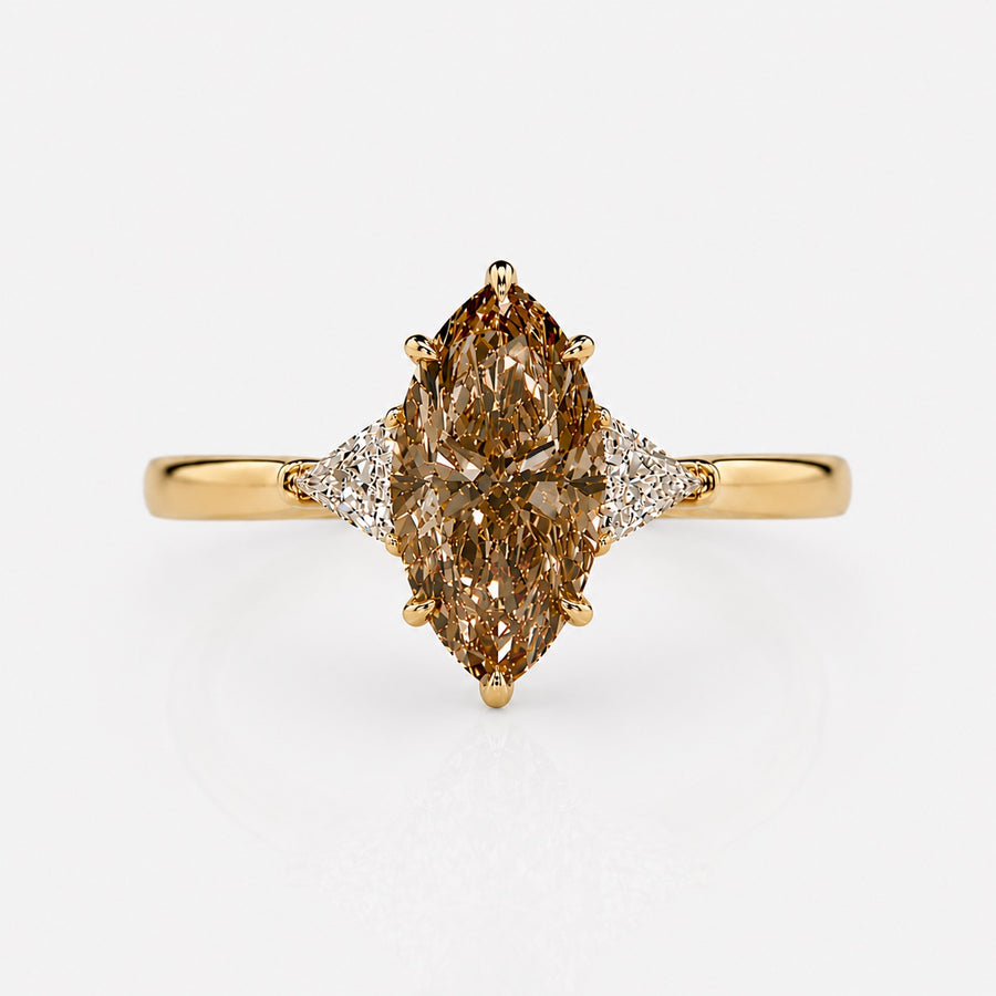 3.06ct Fancy Brown-Yellow Marquise Diamond Ring VS1 GIA