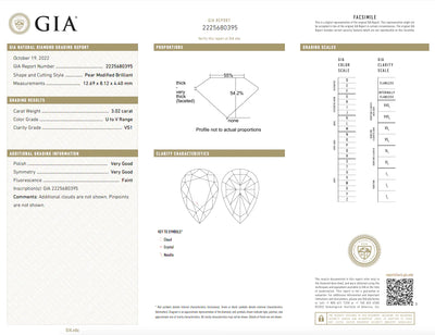 3.02ct Light Yellow Pear VS1 GIA Ring