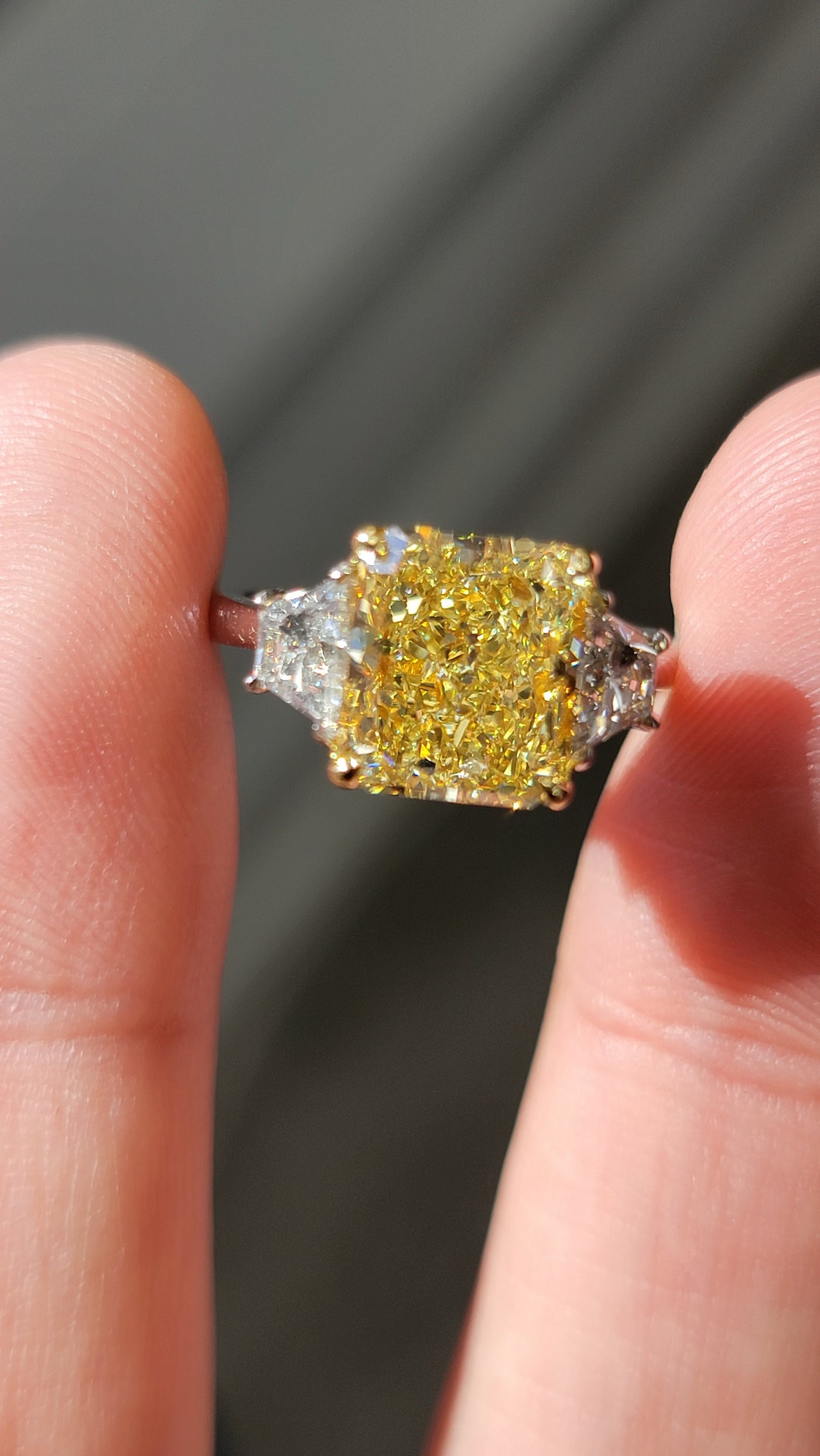 3.96ct Fancy Yellow Radiant SI1 GIA Ring
