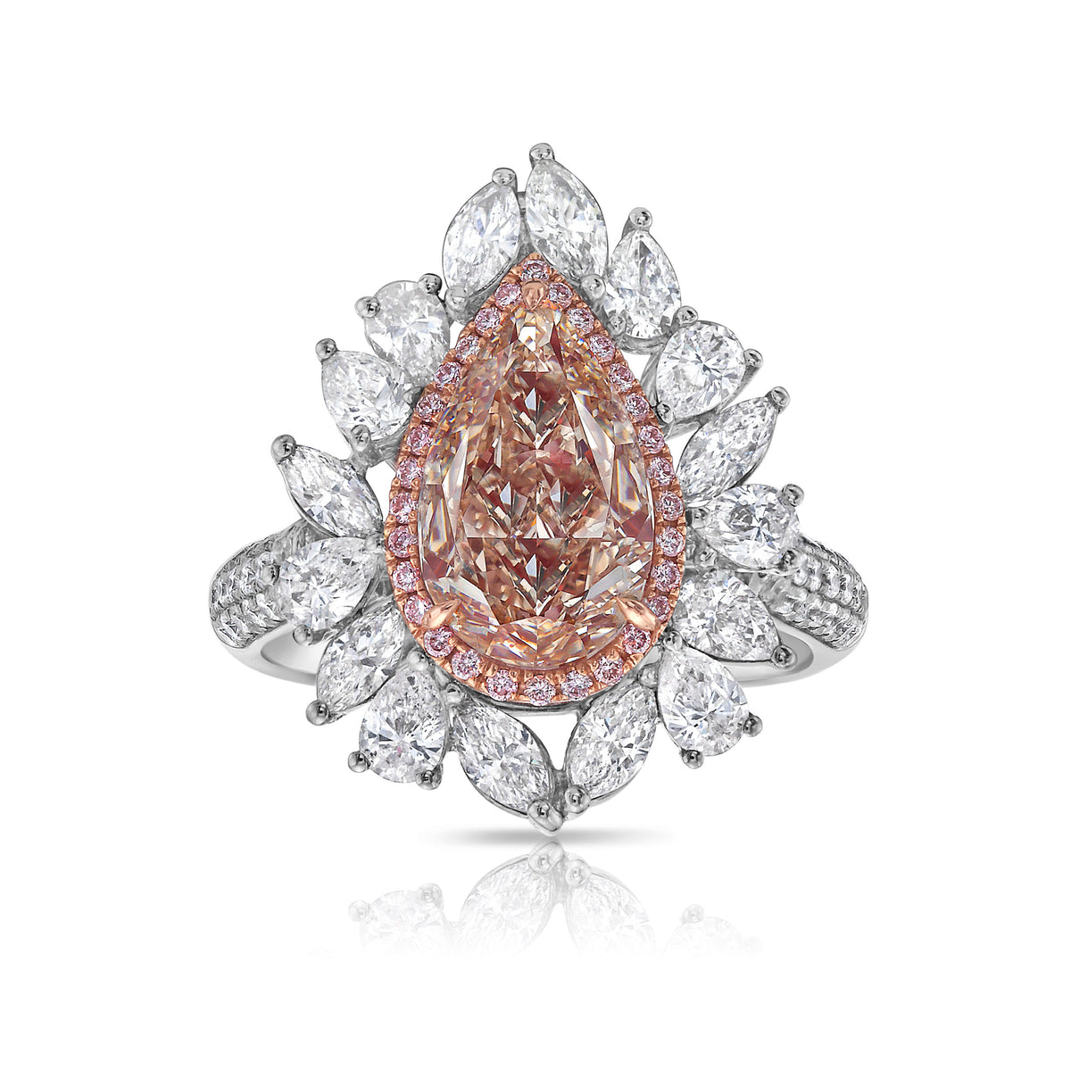 2.53ct Very Light Brown Pear-Shape Diamond VS1 Halo Ring GIA