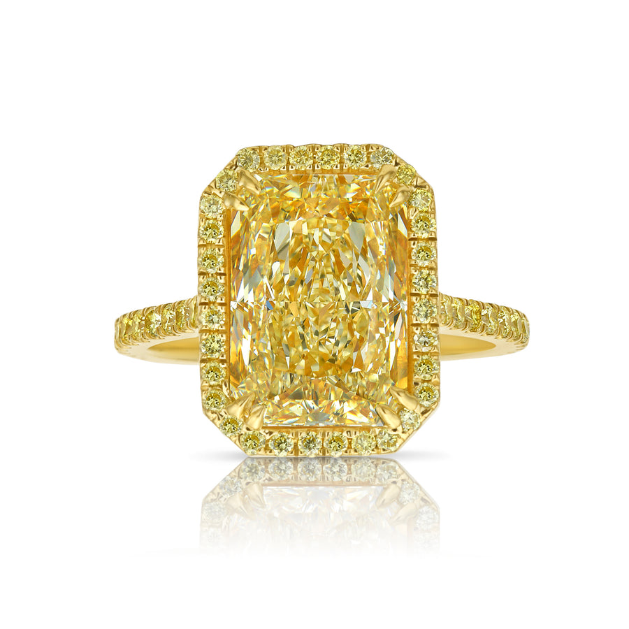 5.01ct Light Yellow Radiant Diamond VS2 Ring GIA