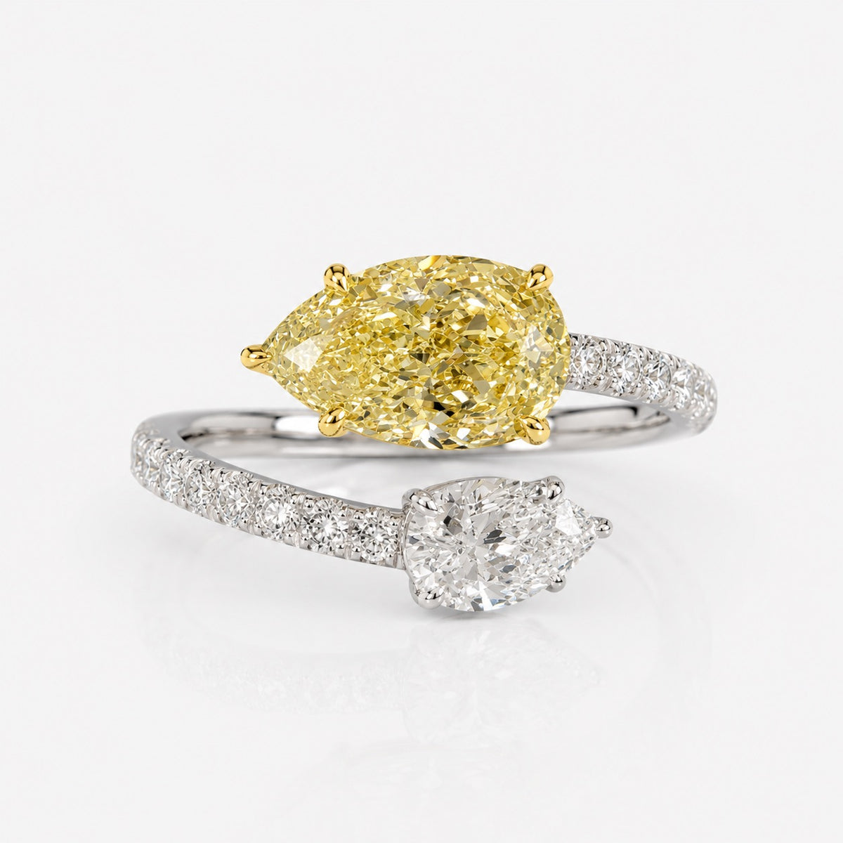 3.03ct Light Yellow Pear Shape Diamond Spiral Ring VS1 GIA